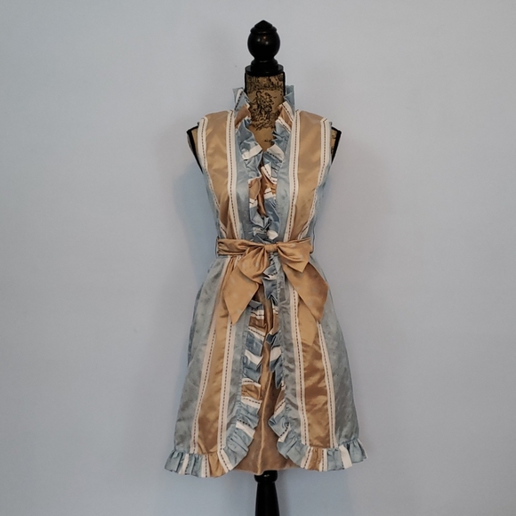 Anna Sui Dresses & Skirts - Anna Sui Striped Floral Silk Dress RARE